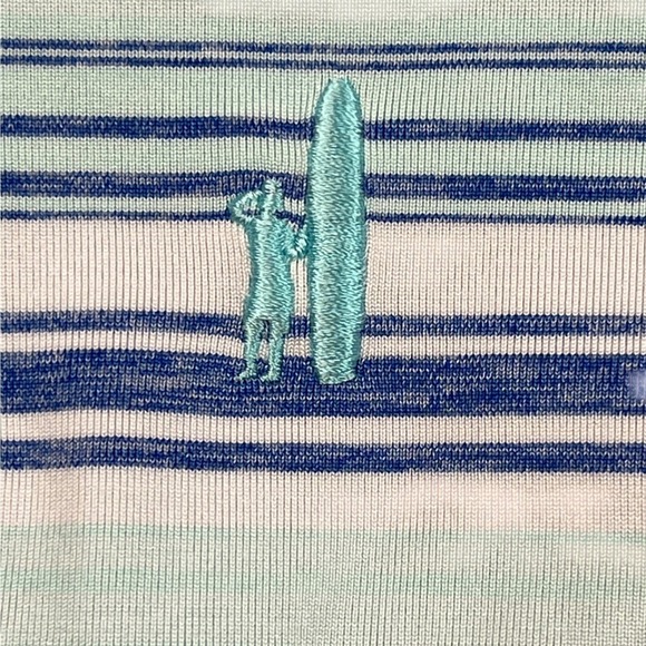 Johnnie-O EUC Polo Shirt Men's XL Blue Green Striped Dutton JMPO5110 Cay color - Picture 11 of 11